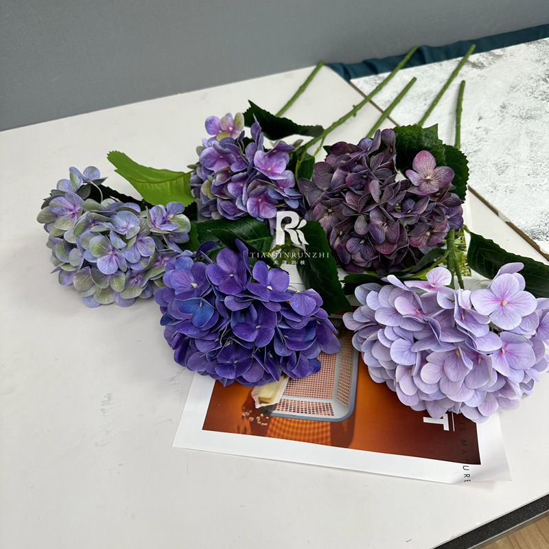 藍紫色仿真花小眾高級婚禮花材婚慶絹花繡球玫瑰酒店道具裝飾假花