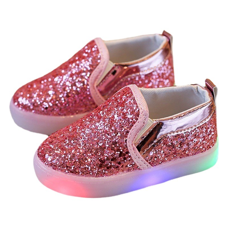 2021 otoño nueva luz en niños y niñas zapatos de lentejuelas luminosas zapatos de comercio exterior LED flash estilo coreano zapatos para niños