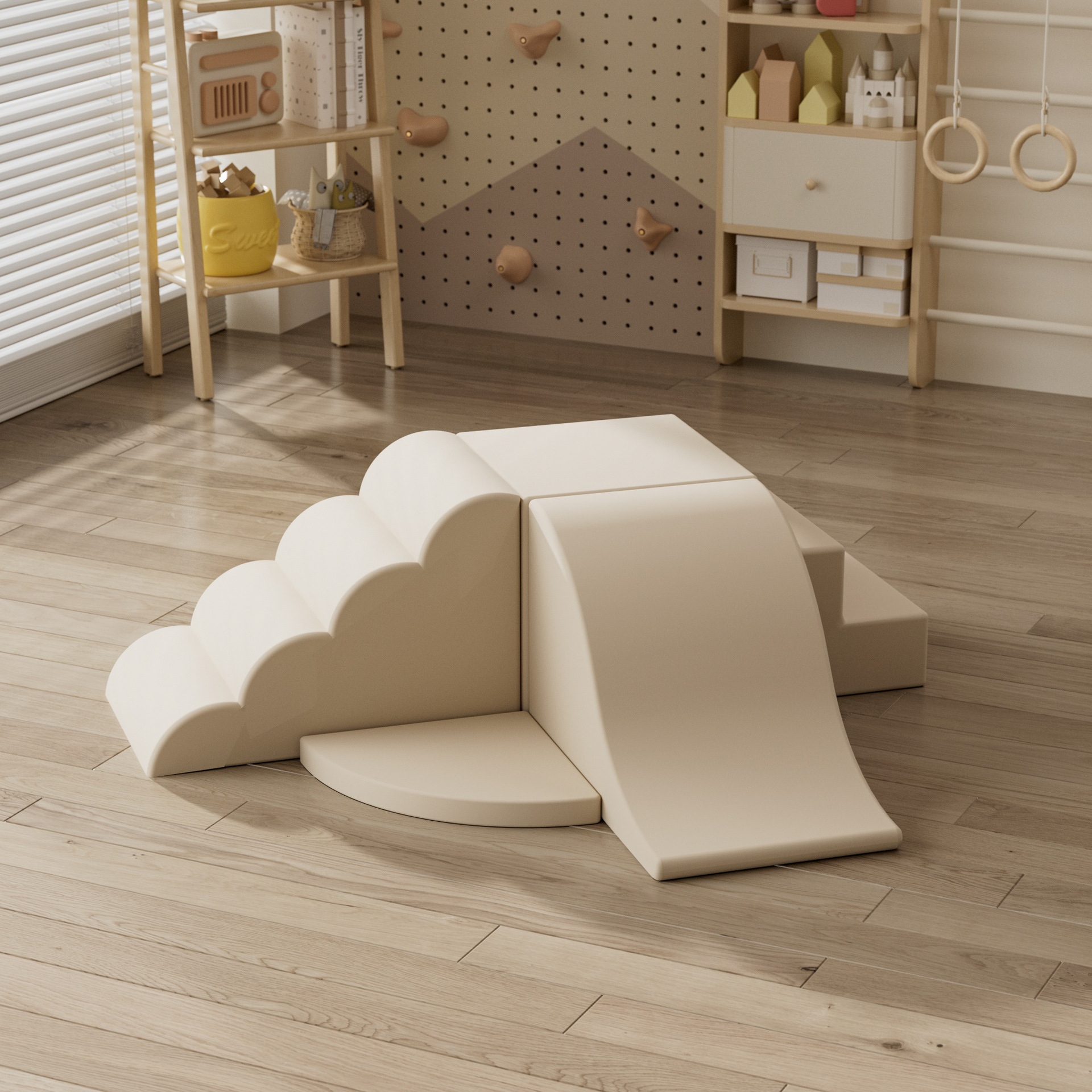 Centro de educación temprana al por mayor transfronterizo, combinación de escalada y deslizamiento de software, entrenamiento de integración sensorial para bebés, tobogán de bolsa suave para interiores para niños