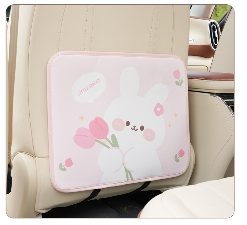 Cartoon cute car anti-kick pad leather printing car seat back anti-dirty protective pad car rear seat anti-kick pad