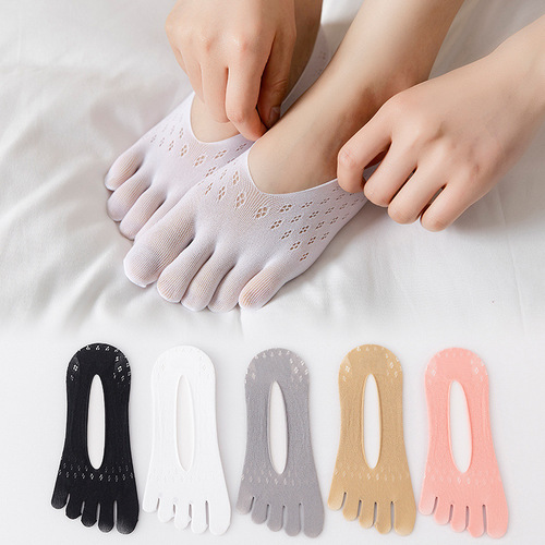Five-finger sock women's boat sock summer thin item Ins fashion breathable sweat-absorbent shallow mouth invisible sock for women toe sock summer