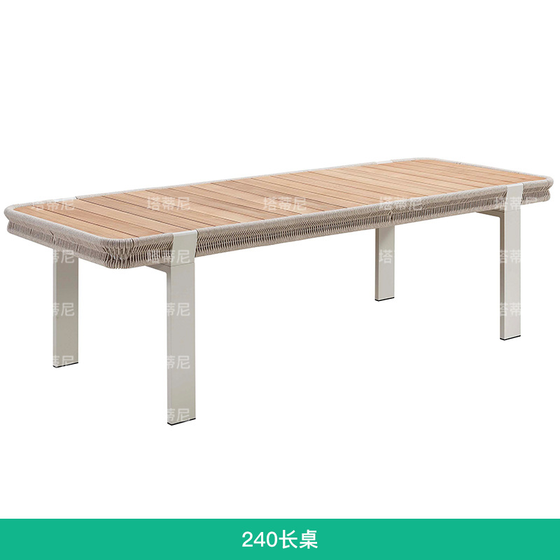 Mesa y silla de ocio al aire libre patio villa jardín combinación de tela de caña hotel residencial terraza al aire libre silla de caña impermeable image 10
