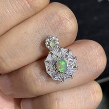 新款天然欧泊S925银镶嵌吊坠百搭网红爆款女饰批发吊坠