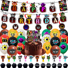 节奏盒子生日派对装饰Incredibox Sprunki生日拉旗气球蛋糕插螺旋