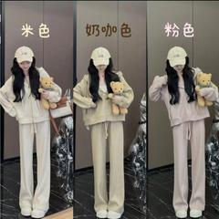 运动时尚休闲学院风卫衣外套套装女秋冬装加绒搭配一整套小个子