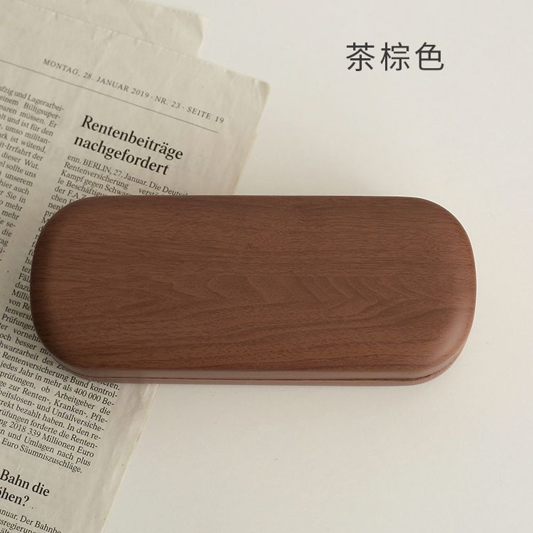 ins复古仿木纹小众日系少女高级简约文艺便携式眼镜盒墨镜收纳盒|undefined