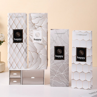 New business wine bag white cardboard handbag single red wine bag high-end gift packaging bag in stock wholesale