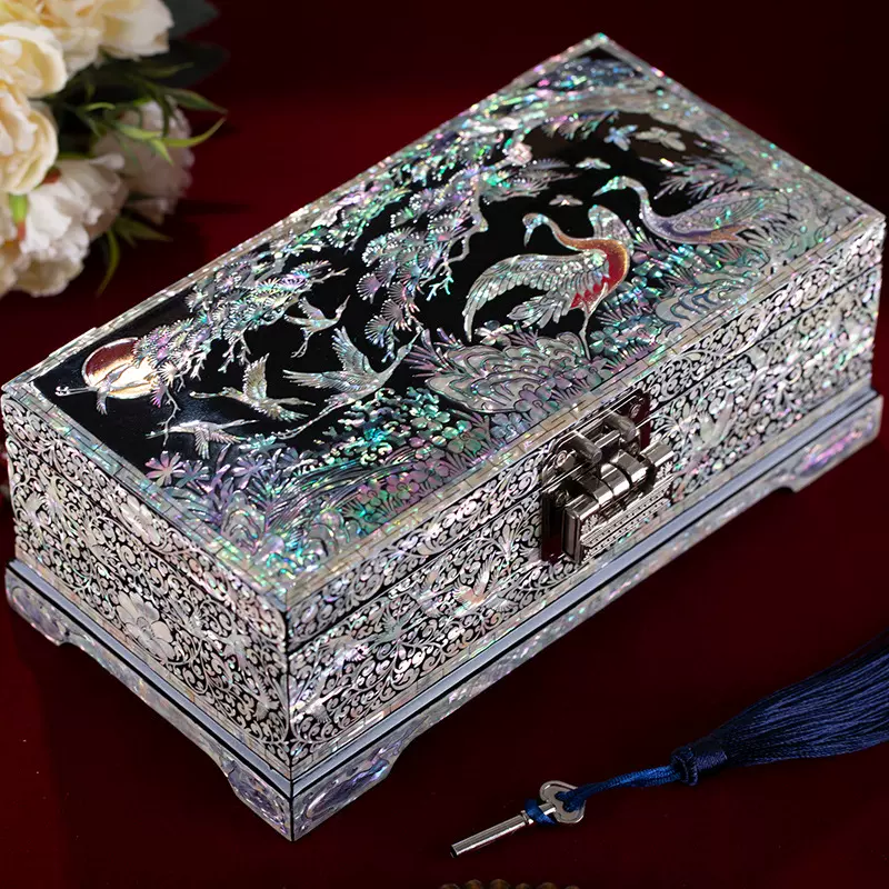 螺钿漆器工艺品木质首饰盒