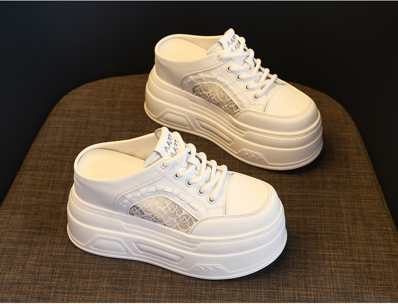 Giày sneaker nữ đế dày lưới thoáng khí trắng phối hợp mọi trang phục — màu trắng chi tiết 4