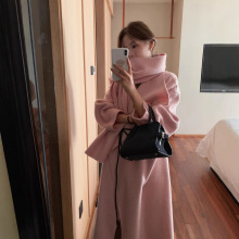 24秋冬新韩国东大门羊绒羊毛大衣毛呢围巾宽松长款外套女XG-1283