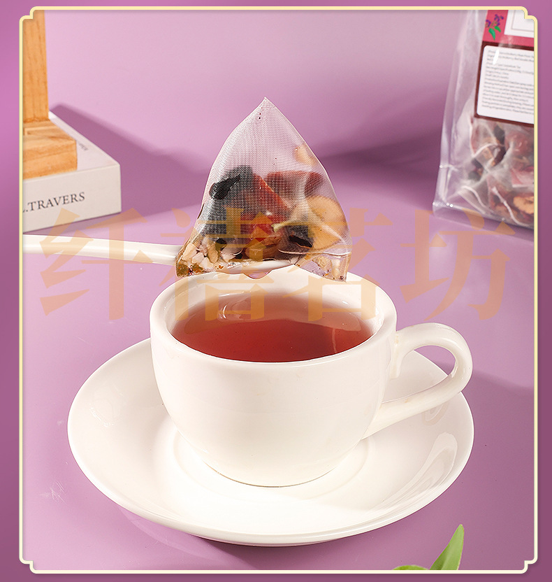 Mulberry Rose Poria Tea Sang Shen Mei Gui Fu Ling Cha 100g 20 Teabags Dried Herbal Blend for Daily Wellness Steeping in use
