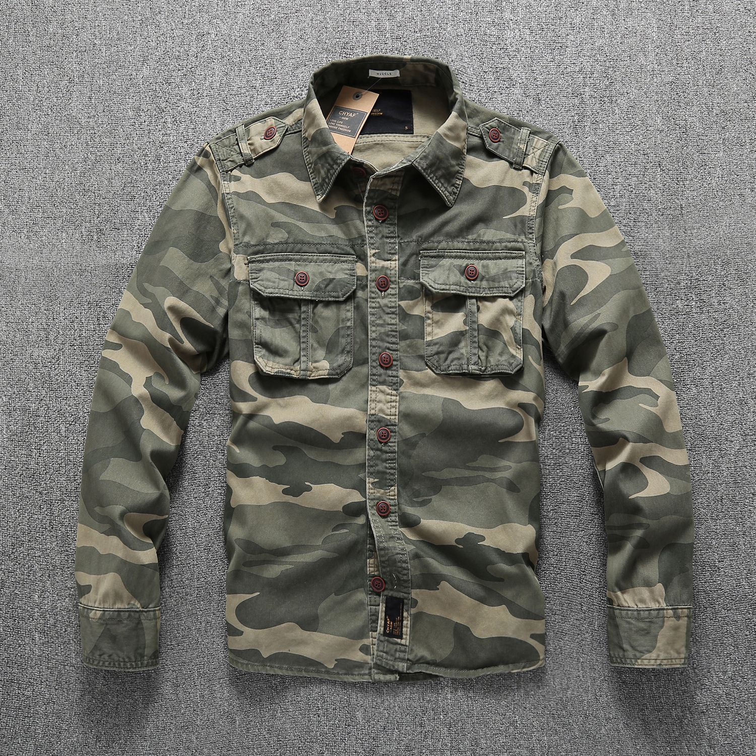 Nueva moda chaqueta de los hombres de algodón personalidad casual cómodo chaqueta de los hombres jóvenes chaqueta de camuflaje de una sola pieza de entrega