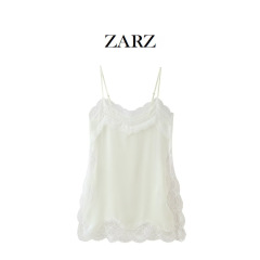 ZARZ 自家製ヨーロッパとアメリカンスタイルの新しい女性のファッショナブルなカジュアルレーススプライシングスリットサスペンダー
