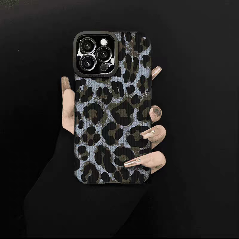 Blue Gradient Leopard Print For Iphone Huawei Vivo Xiaomi IPhone 16 Phone Case 15 Pro Max With Lanyard_voghion.com