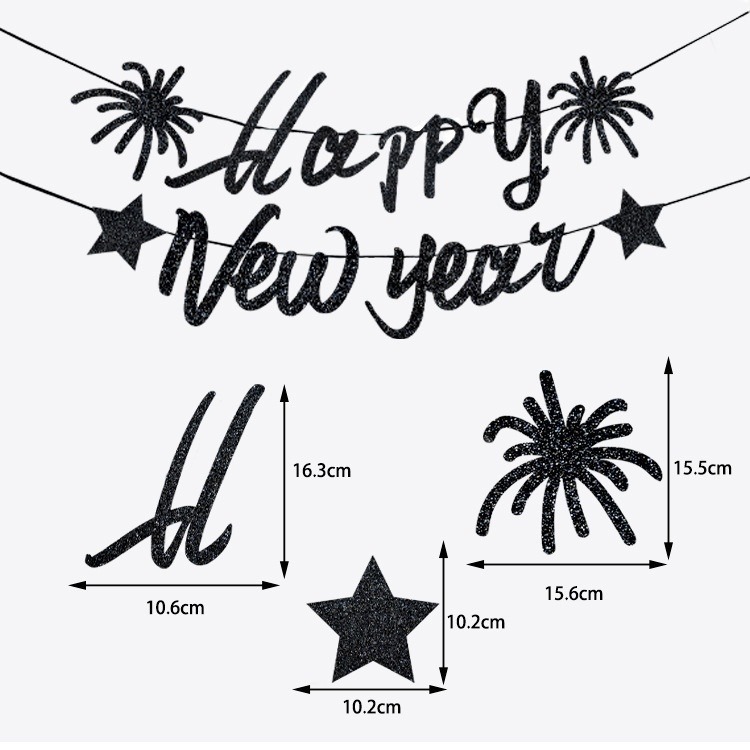 2025新年あけましておめでとうございますフラッグHAPPY NEW YEARゴールドペーパーバナーパーティー装饰的なフィールドレイアウトバナー|undefined