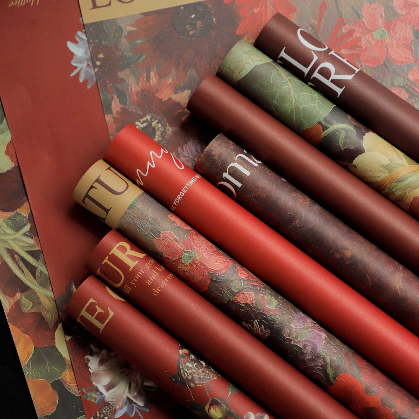 Flores favoritas en línea pintura al óleo viento retrógrado papel de embalaje Maillard ramo de flores papel de embalaje de flores hechas a mano DIY material floral