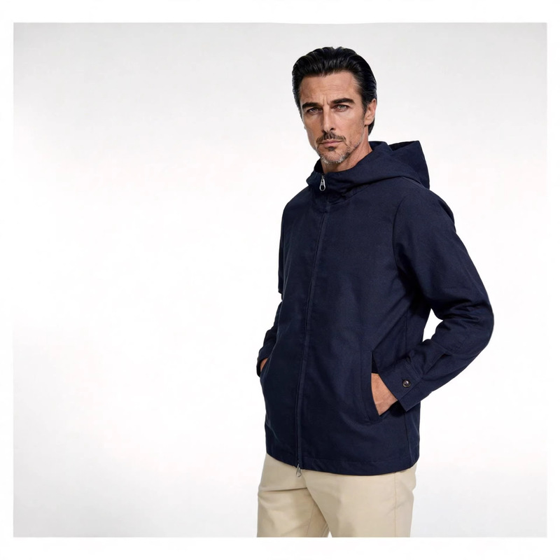 Lp Brand Men's Comfortable Skin-Friendly Cotton Jacket with 30% Linen, Long-Sleeved Hooded Jacket, Thin Style, Comfortable and Breathable 37149