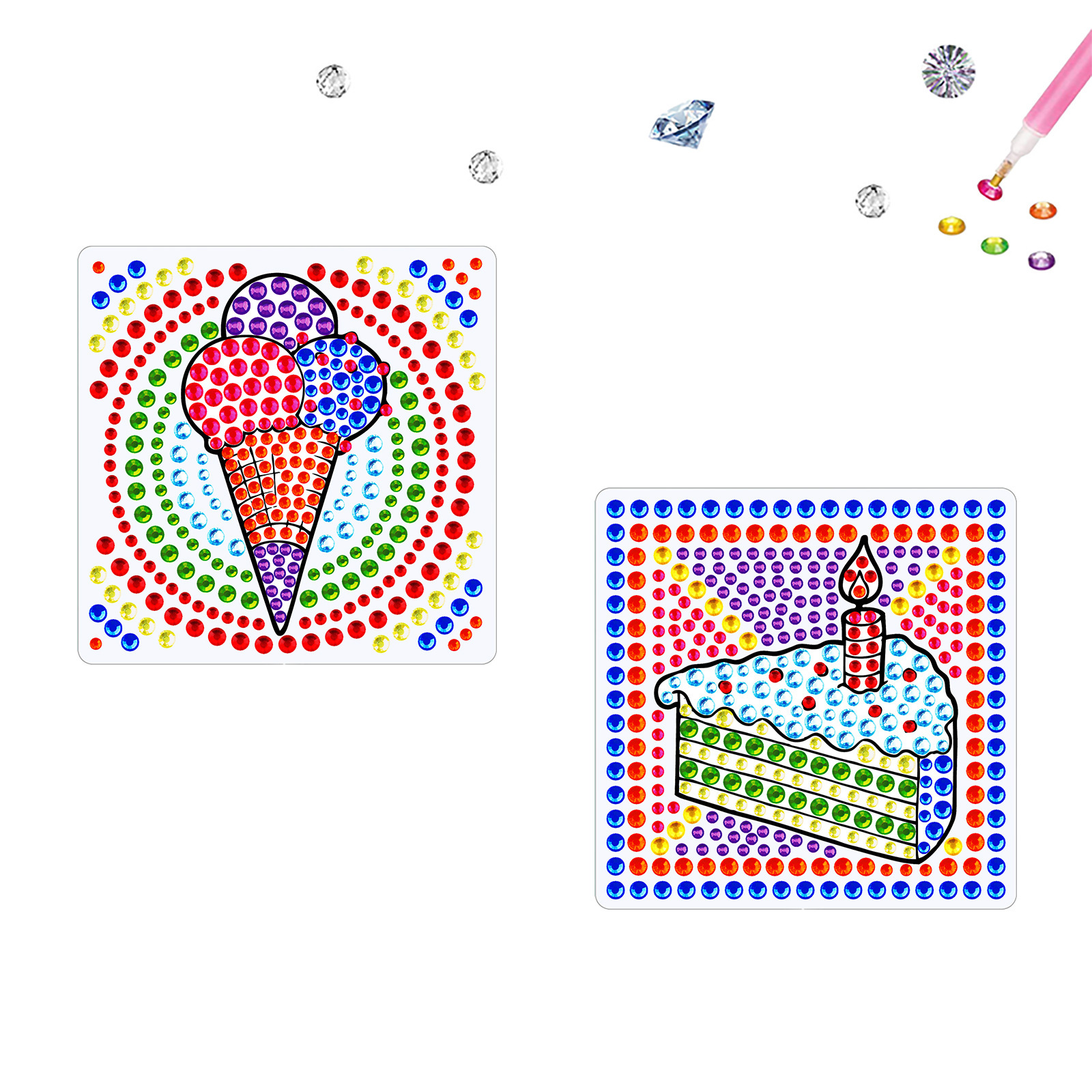 Venta caliente de dibujos animados pastel diamante pintura libre pegatinas DIY ladrillo pintura hecha a mano pegatinas ventana cristal brillante diamante caliente venta