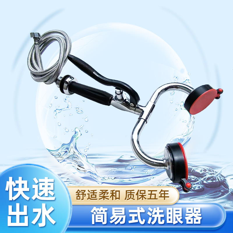 304不锈钢眼部清洗器简易式双口洗眼器移动紧急喷淋实验室洗眼机