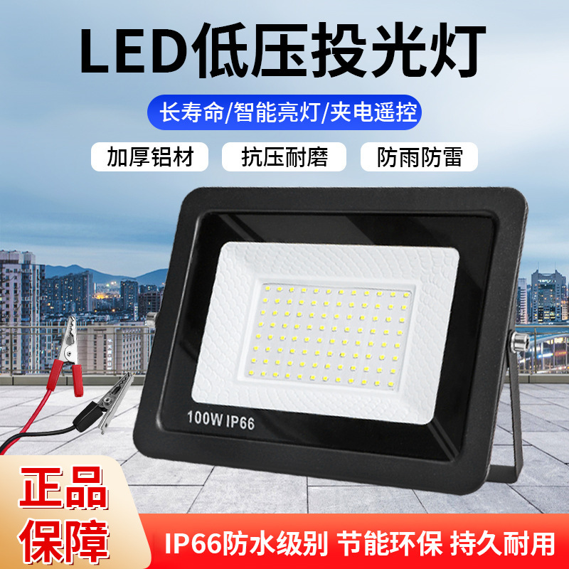 A Low-Voltage Floodlight Outdoor Waterproof Battery Car Stall Night Market Marine Low-Voltage Dc Clip Lighting 12-85V
