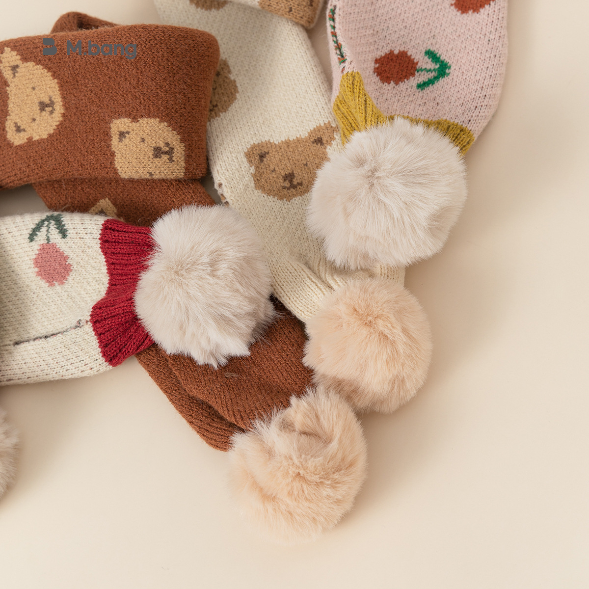 Babycity otoño e invierno Bebé Cruz punto bufanda a prueba de viento caliente niños dibujos animados bola bufanda ps23068