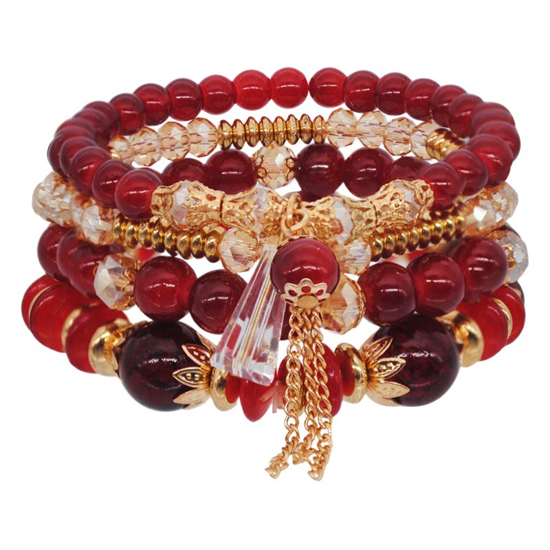 Фабрика прямая Европейская и американская внешняя торговля ювелирные изделия браслет в богемном стиле ручной работы из бисера многослойный эластичный Хрустальный Браслет для женщин