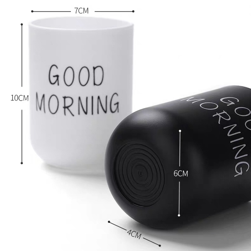 Huisi Buenos días letras lavado de dientes taza de cepillo de dientes taza de cepillo de dientes simple taza de lavado de dientes baño cepillo de dientes taza de lavado de dientes taza de agua doméstica