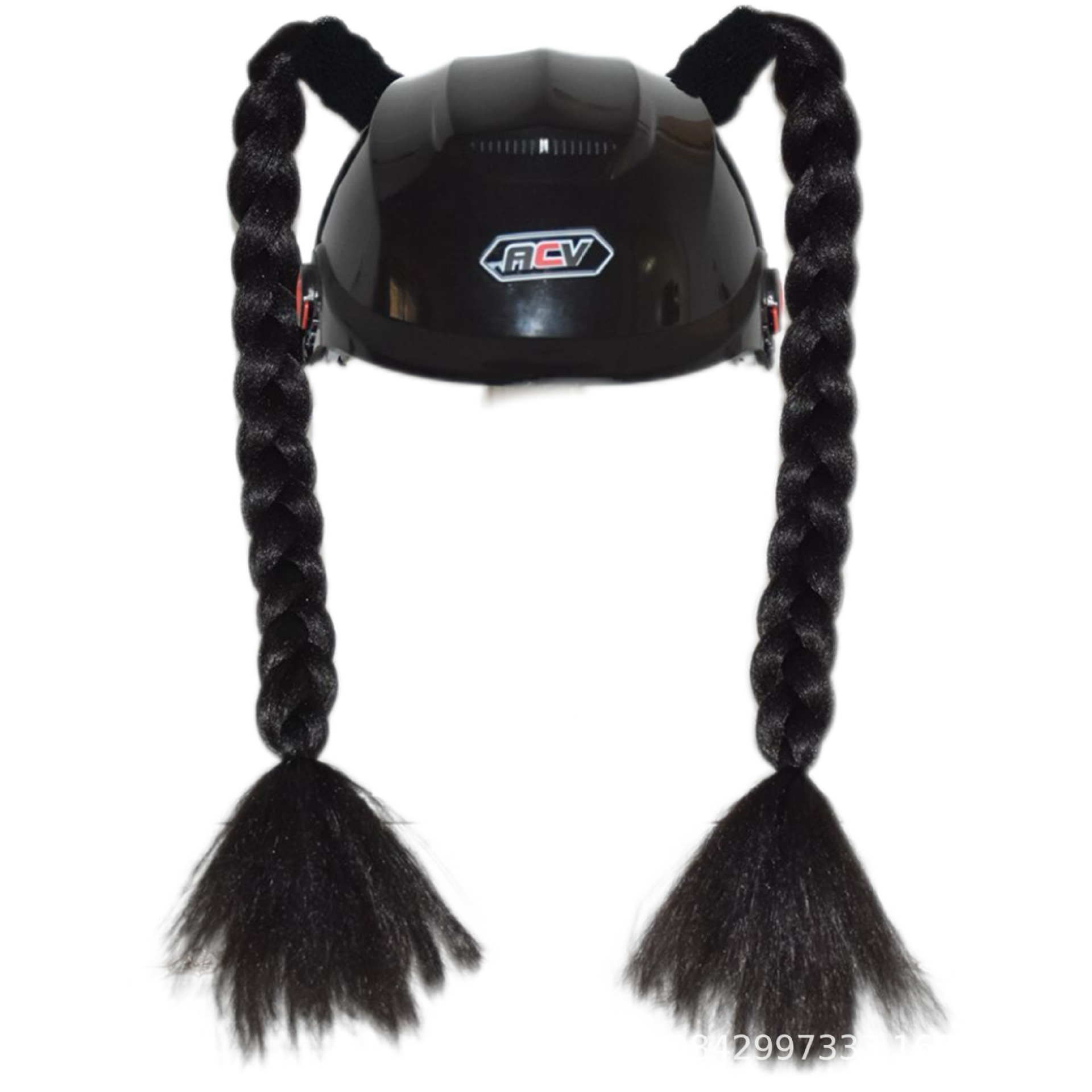 Colored Ponytail Helmet | Motuoche Auto Parts and Accessories - pure-black-ponytail-braids-1-pair