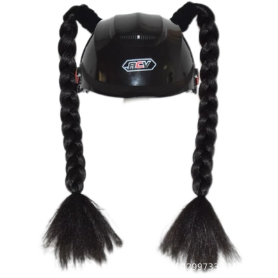 a Hot-Selling Cross-Border Item | Motosiklet dəbilqələri - 1-pair-of-pure-black-ponytails