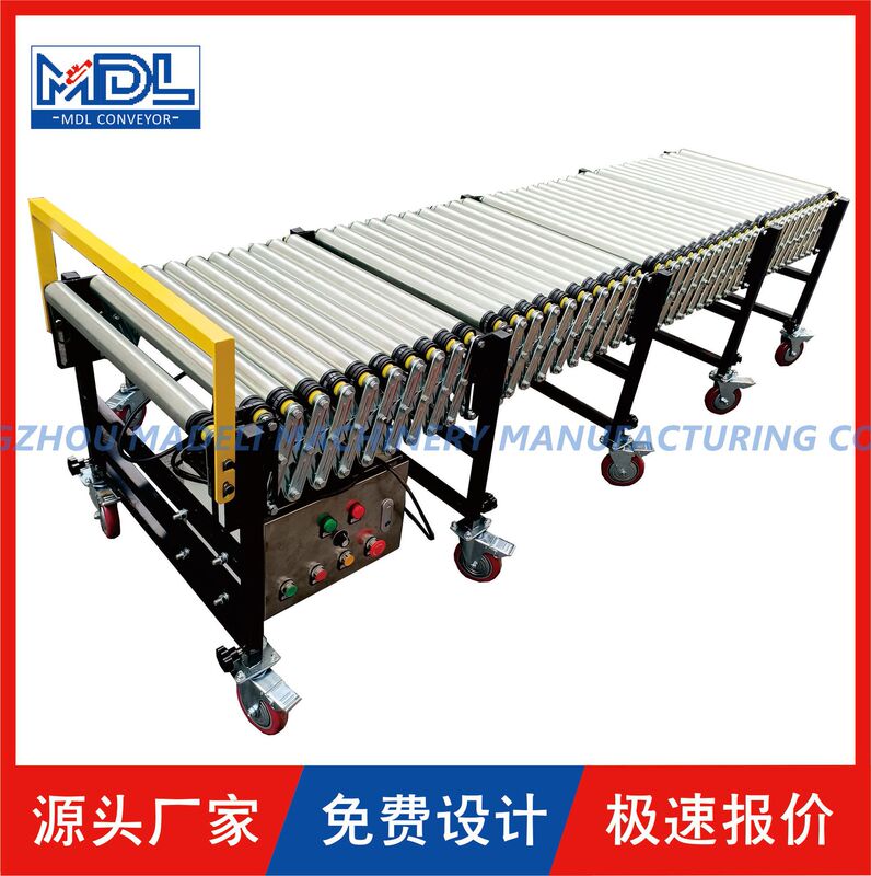 V-Belt Electric Roller Telescopic Conveyor Power Roller Conveyor Movable Telescopic Machine Turning Packaging V-Belt Electric Roller Telescopic Conveyor Power Roller Conveyor Movable Telescopic Machine Turning Packaging