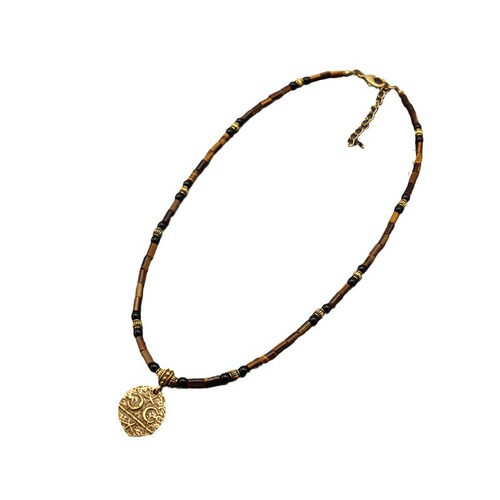 Natural Tiger Eye Necklace, Vintage Plated 24K Gold Agate Earrings and Necklace Set, Bohemian Retro Handmade Bead