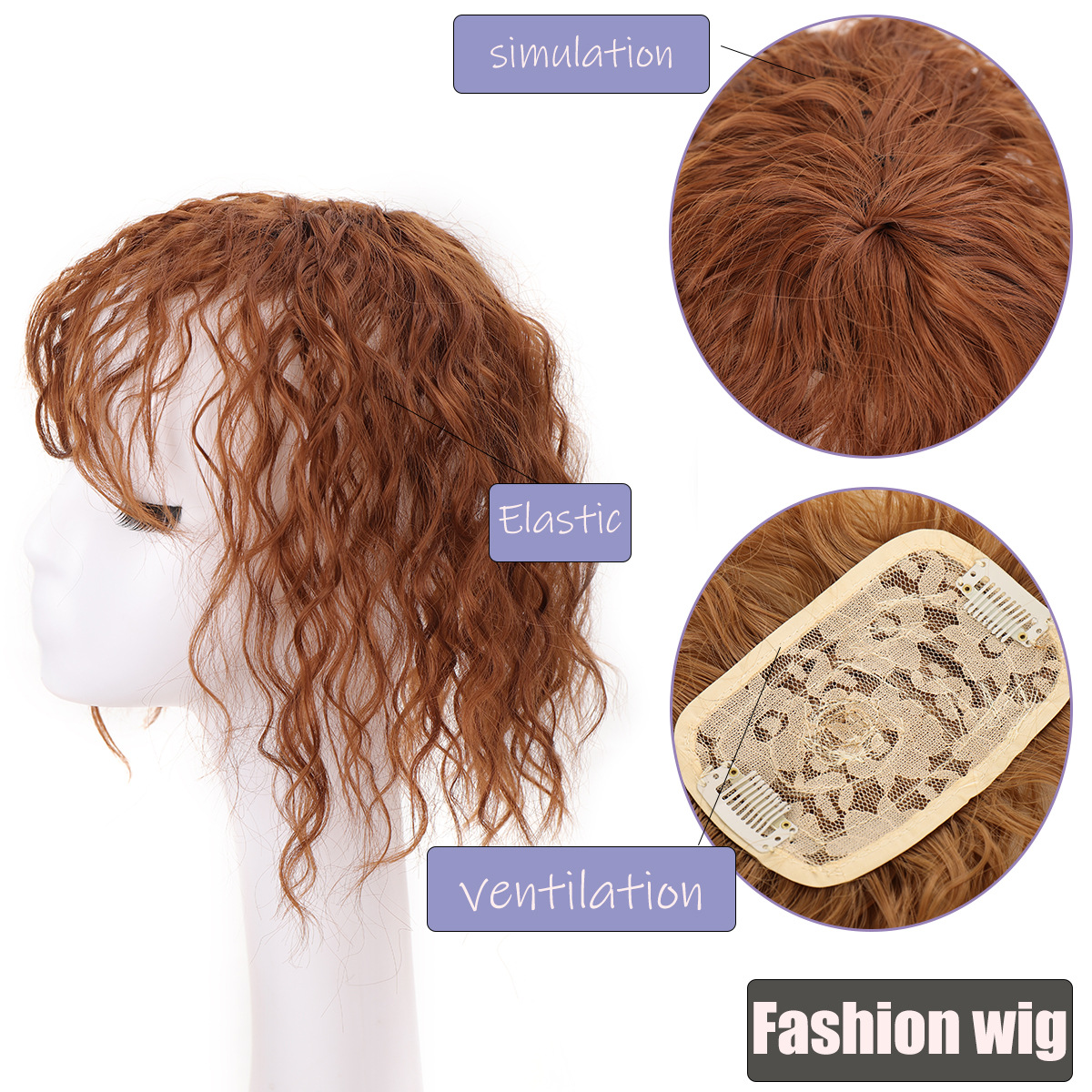 Peruca de cabelo sintético e aplique topper para mulher_voghion.com