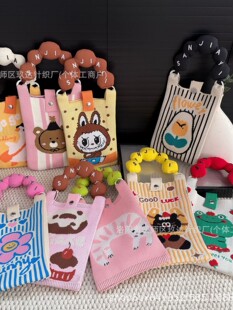 Brand knitted purse, cartoon fashionable one-shoulder bag, wallet, South Korea