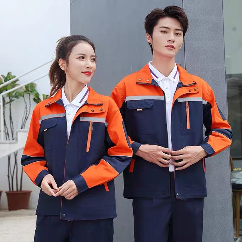 春秋款拼色长袖工作服涤棉耐磨耐脏劳保服车间汽修工厂工装批发|undefined