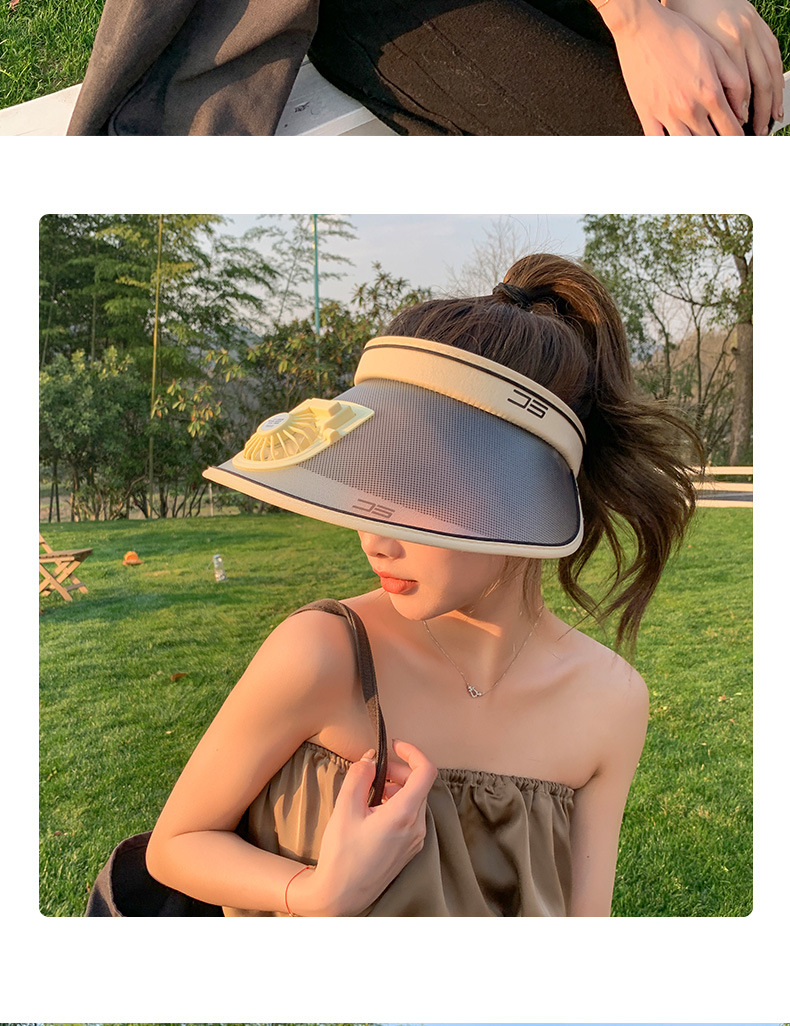 充电USB风扇太阳帽夏季女韩版户外防紫外线游玩遮阳防晒空顶帽潮 保暖 防晒 防摔 防风 遮阳 透气 防水 防虫 减龄 带风扇 沙滩 休闲 户外 旅行 运动 骑行 送礼 表演 设计 出游 直播 商务 旅拍 夜店 料理 职场 逛街 防晒空顶遮阳帽女 风扇遮阳帽女 夏季 夏季 凉爽太阳帽女 大帽檐遮阳帽女 太阳帽女 风扇遮阳帽 空顶帽女
