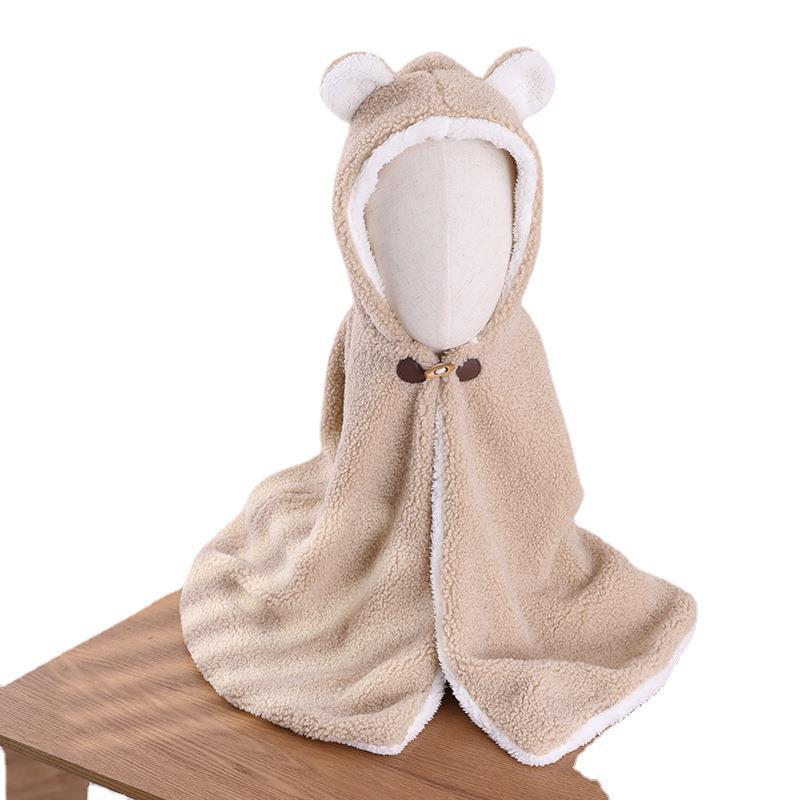 Winter children's hats, cloaks, all-in-one men's treasure, women's treasure, lamb wool, thickened cloak, warm and windproof, children's Korean tide