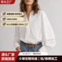 气质宽松开领显瘦白衬衫
