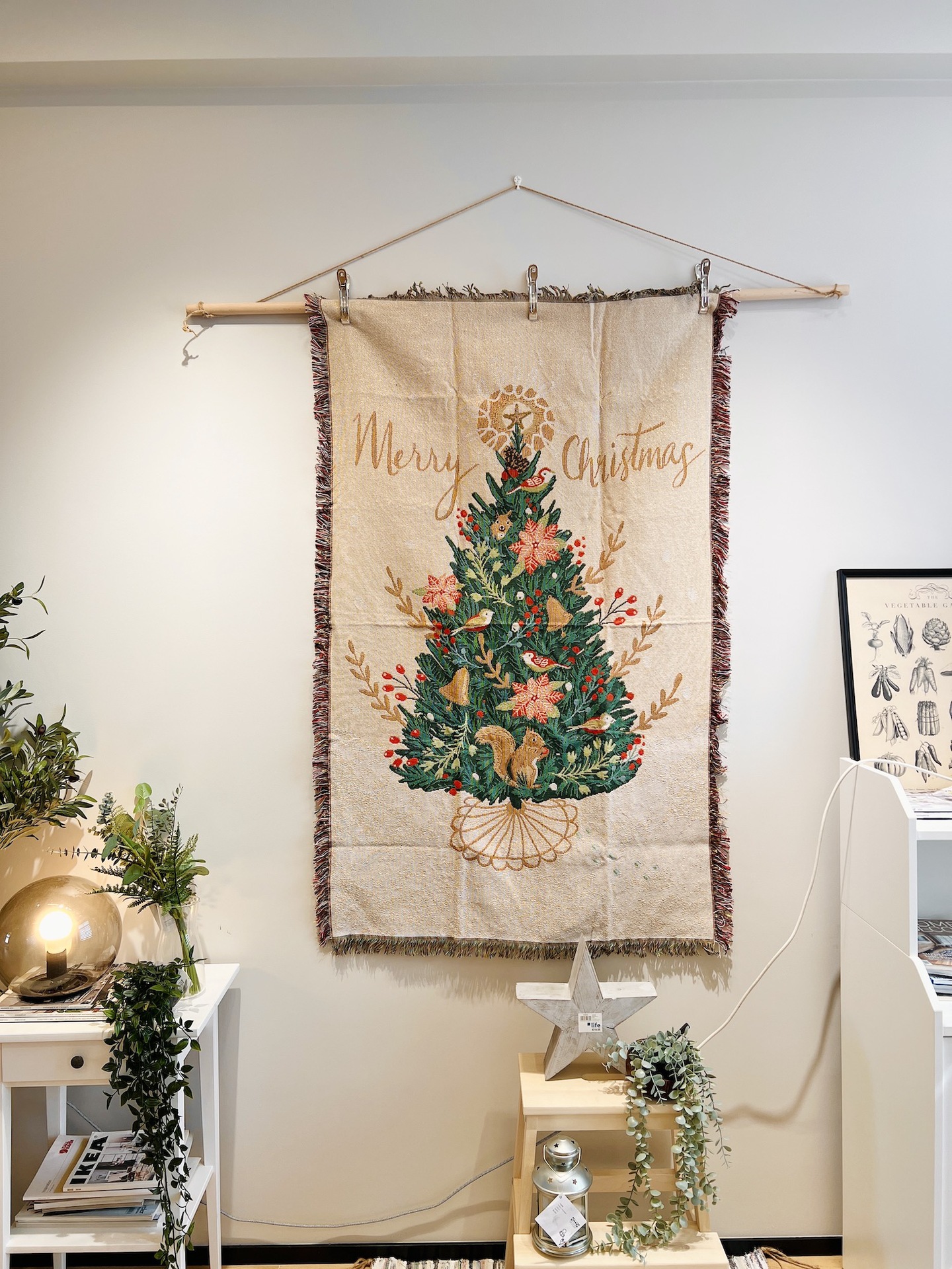 Merry Christmas Christmas squirrel pine tree 90*150 blanket tapestry