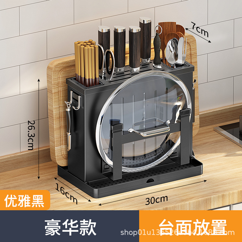 Estante de cuchillo de acero inoxidable estante de almacenamiento de cocina montado en la pared estante de almacenamiento de cuchillos tabla de cortar palillos tubo de cuchillo de cocina estante de tabla de cortar integrado