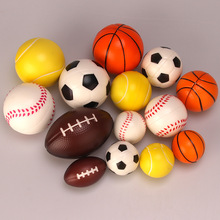 跨境4cmPU压力球全印足球5cm海绵发泡篮球捏捏凹凸网球厂价