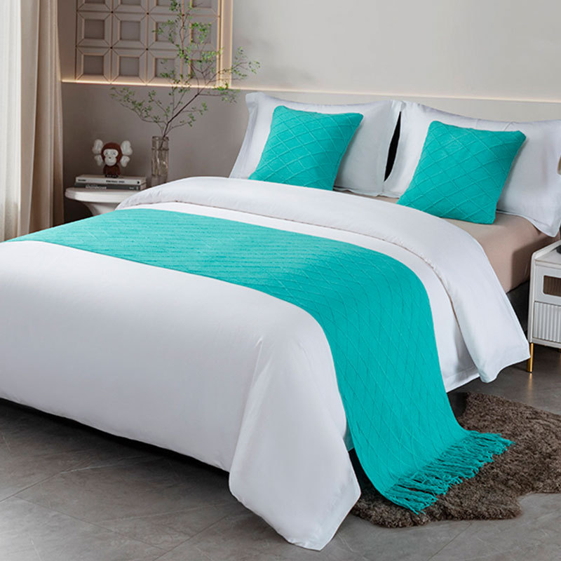 Bandera de cama toallas de cola de cama residencial hotel de lujo cubierta de cama doméstica nueva habitación modelo chino toallas de cama de color sólido