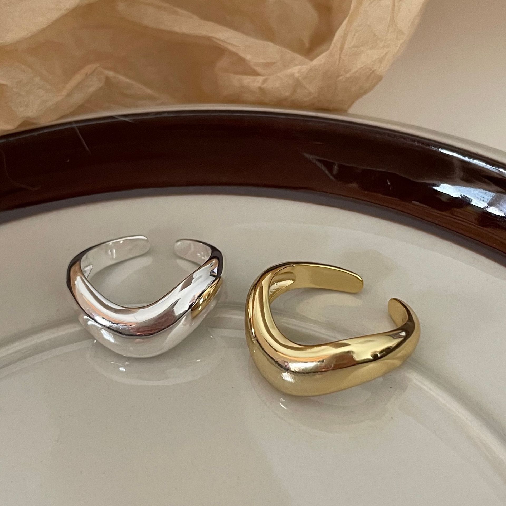 Daily, Street Occasion 925 Sterling Silver Solid Color Open Ring