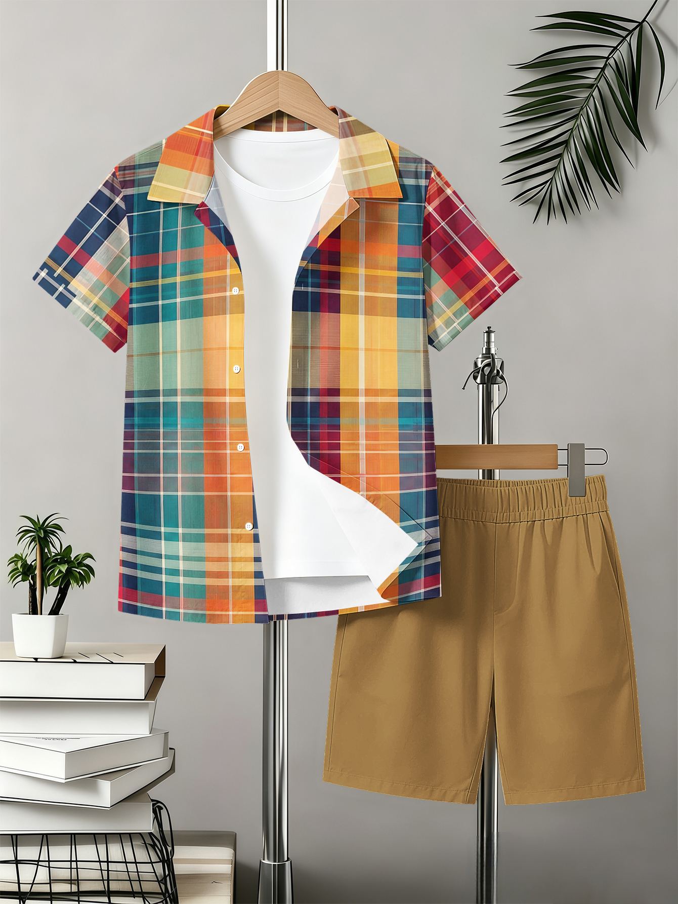 Zomer set voor jongens met overhemd en shorts met 3d print_voghion.com