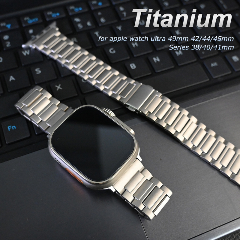 For Apple Watch Series 8 Watch strap iWatch I-shaped flat buckle titanium strap