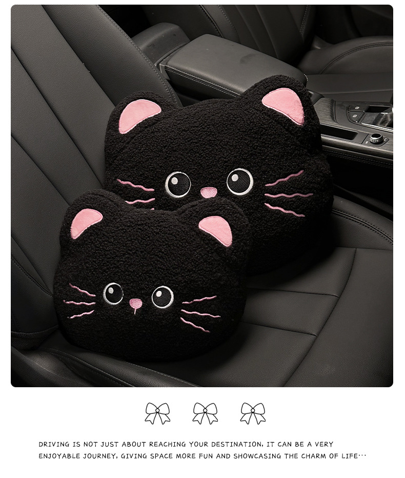 Summer Car Cushion Cute Bow Cat Car Comfortable Breathable Cushion Creative Cartoon Car Seat Cover