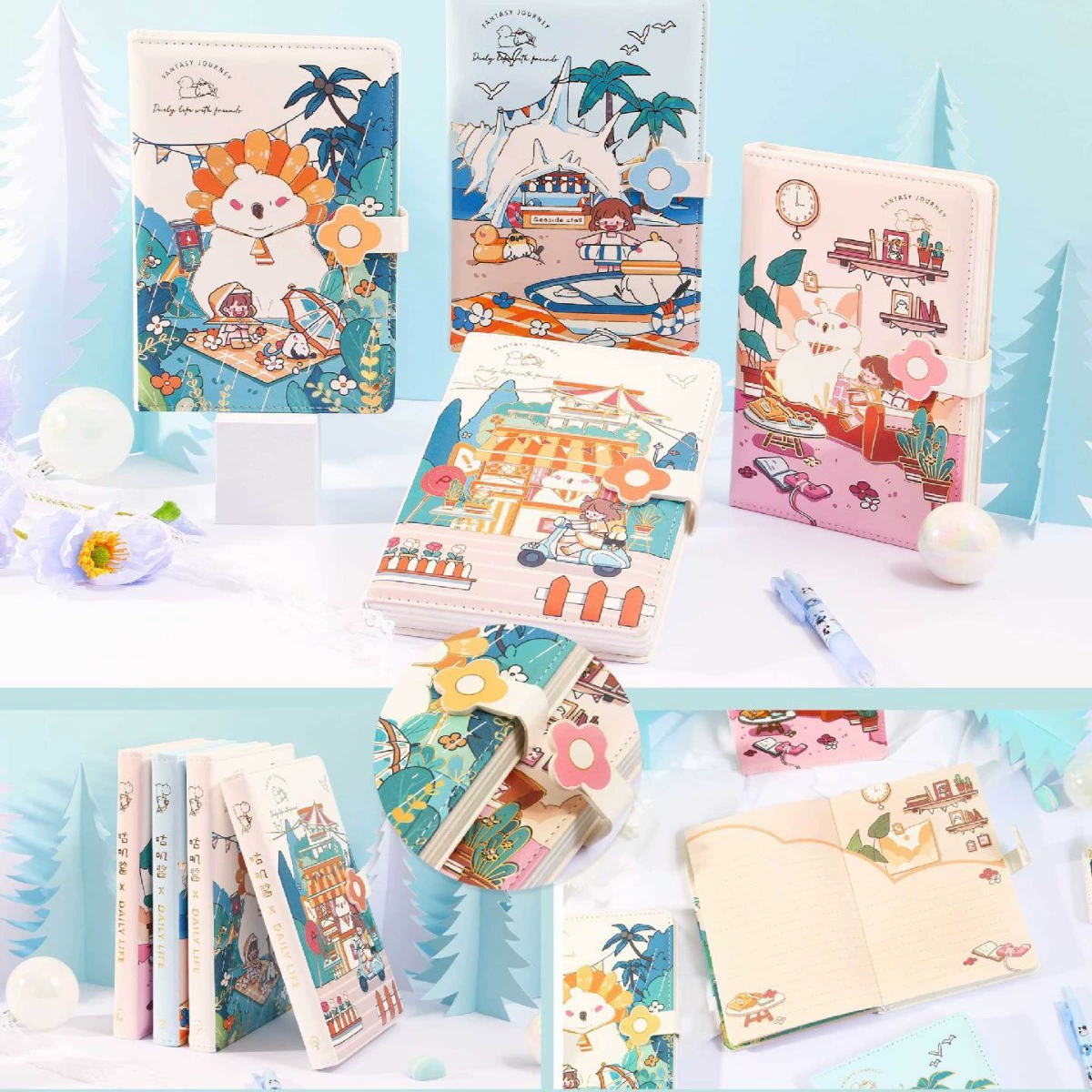 Блокнот Jingu Stationery 32 Guru Sauce Page Magnett — утолщённый дневник студенческий с иллюстрациями, PU обложка