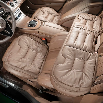 Seat cushion, seat cover — seat cushion anti-fouling leather winter - no-standard-net-version-chestnut-brown-front-and-rear-row-three-pieces-suit