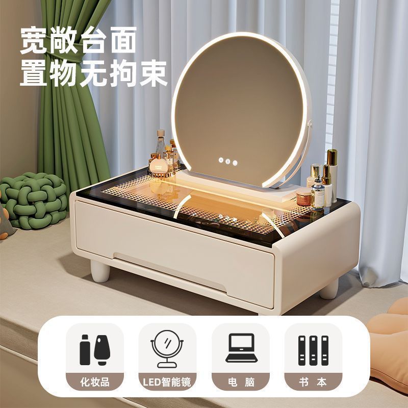 Bay Window Atmosphere Light Dressing Table Storage Cabinet Integrated Small Special Internet Celebrity Small Apartment Tatami Dressing Table Mini