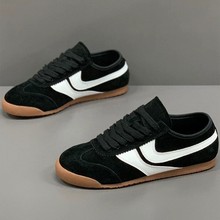 男鞋2025新款夏季反毛皮透气百搭阿甘鞋轻便软底舒适休闲低帮板鞋