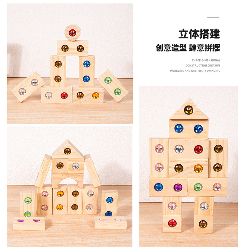 Weiwei Tiger lucha para construir bloques de construcción de rompecabezas grandes gemas acrílicas translúcidos bloques de construcción de escritorio juguetes de construcción de educación temprana